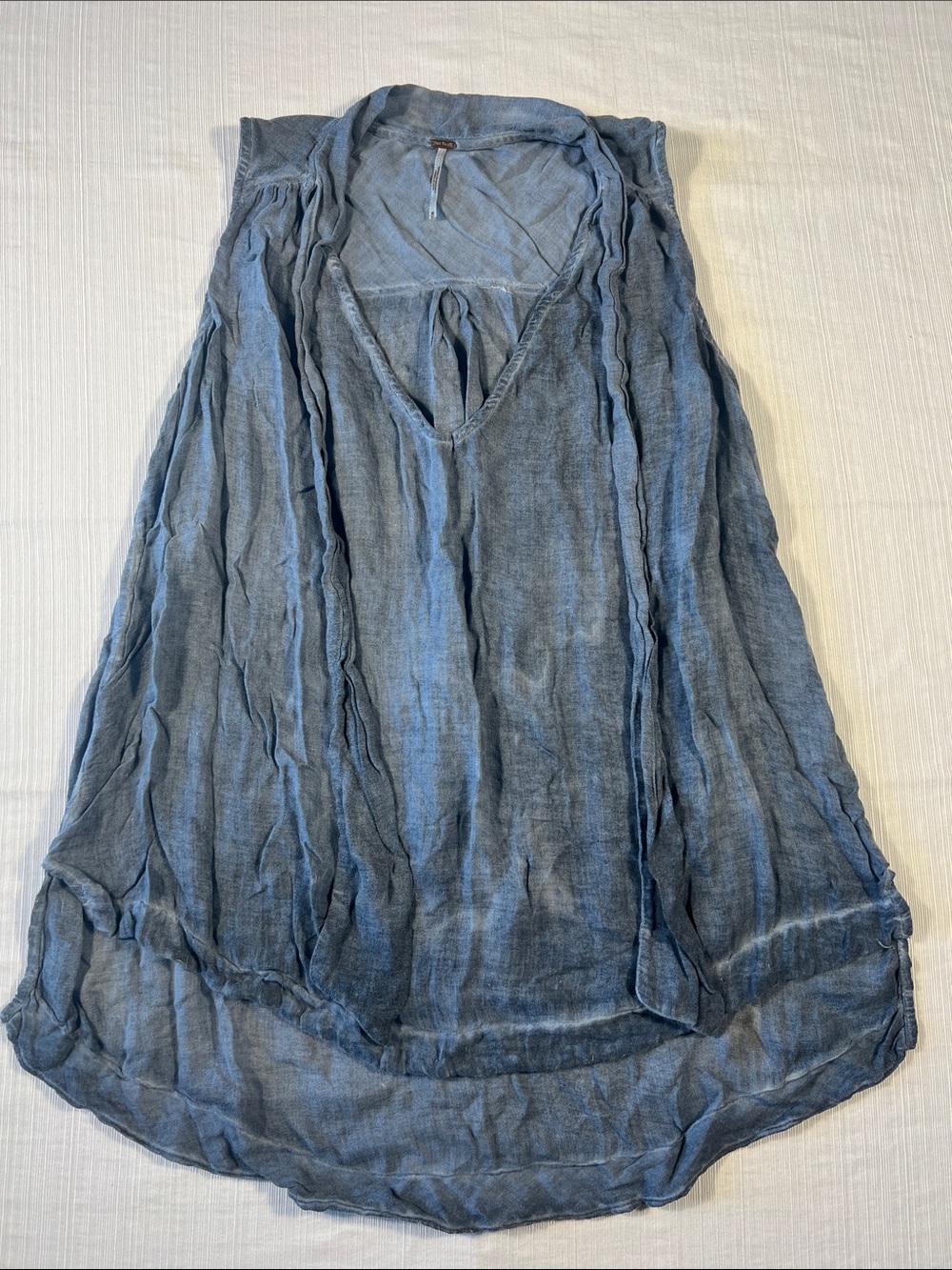 Free People Light Blue/Grey Sleeveless V-Neck Top
